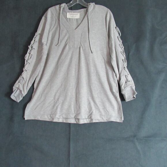 The Sweatshirt Project Hoodie Womens Size L Gray Lace Up Sleeve Momcore Lounge - Picture 1 of 8